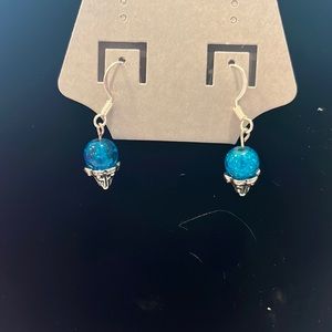 Teal and silver snow cone earrings
